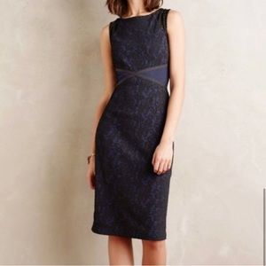 MOULINETTE SOEURS ANTHROPOLOGIE Lankin Lace Bodycon Dress 6 Navy